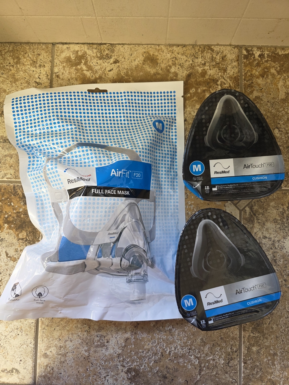 ResMed AirFit F20/AirTouch F20Full Face Mask with AirTouch Cushions - Clear/Blue